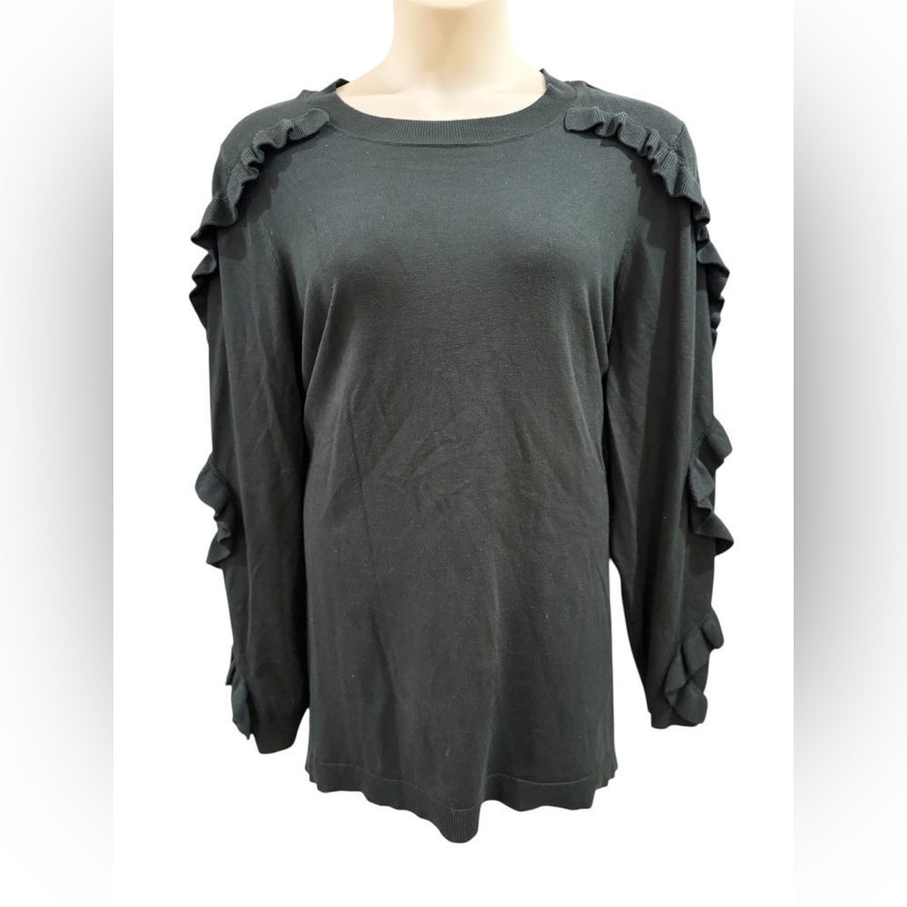 NEW Lane Bryant Forest Green  Ruffle Sleeve Sweater ~ Size 22/24